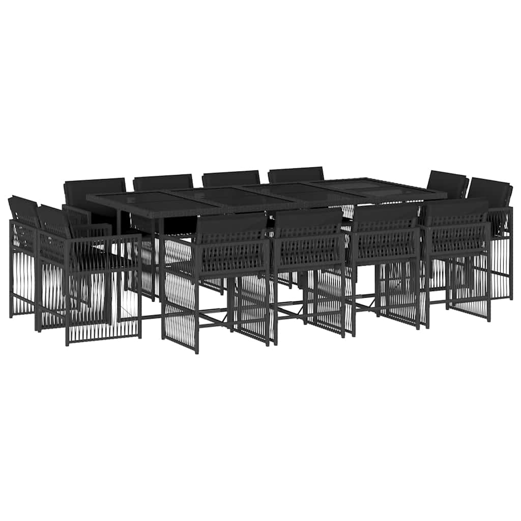 13-delige Tuinset met kussens poly rattan zwart is nu te koop bij PeponiXL, paradijselijk wonen!