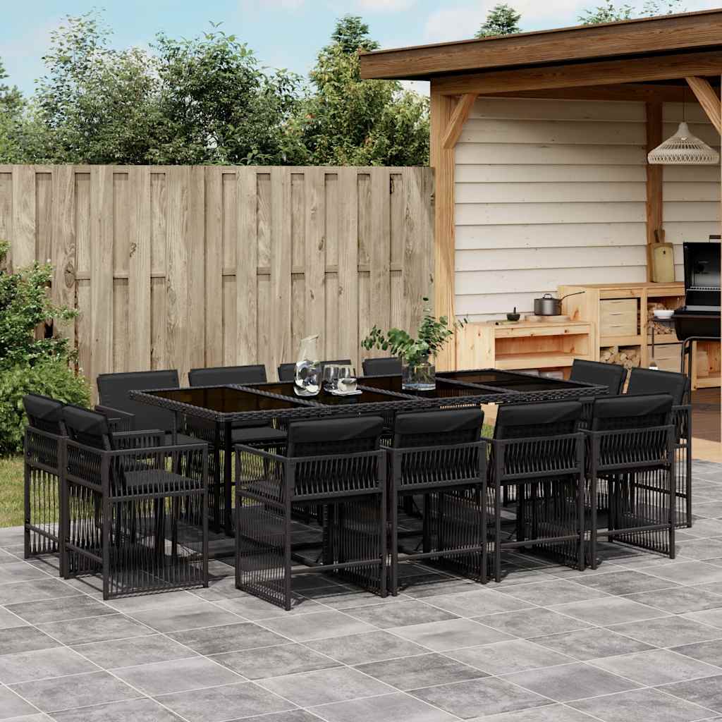 13-delige Tuinset met kussens poly rattan zwart is nu te koop bij PeponiXL, paradijselijk wonen!
