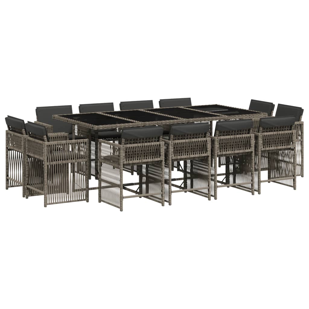 13-delige Tuinset met kussens poly rattan grijs is nu te koop bij PeponiXL, paradijselijk wonen!