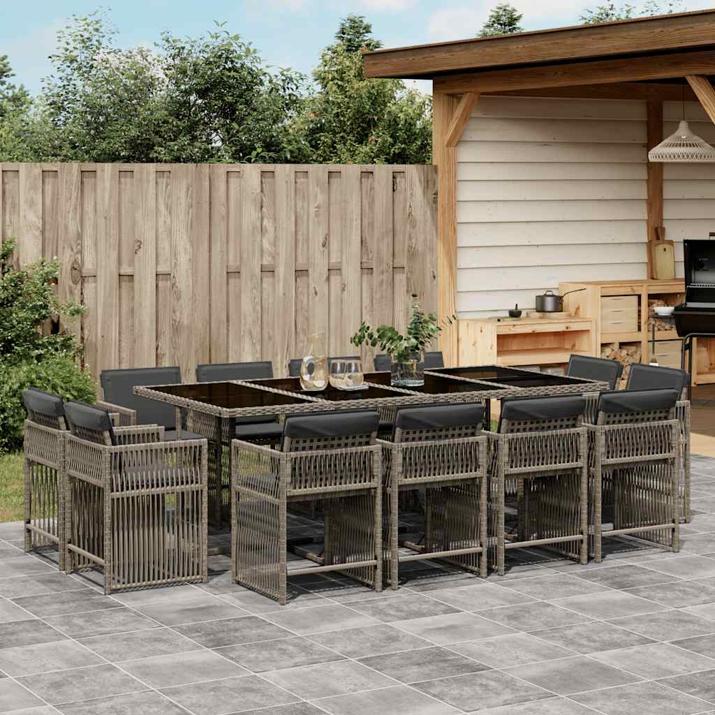 13-delige Tuinset met kussens poly rattan grijs is nu te koop bij PeponiXL, paradijselijk wonen!