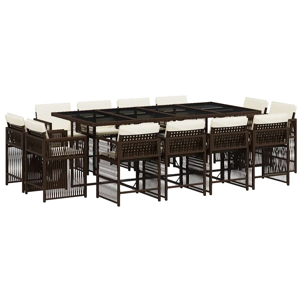 13-delige Tuinset met kussens poly rattan bruin is nu te koop bij PeponiXL, paradijselijk wonen!