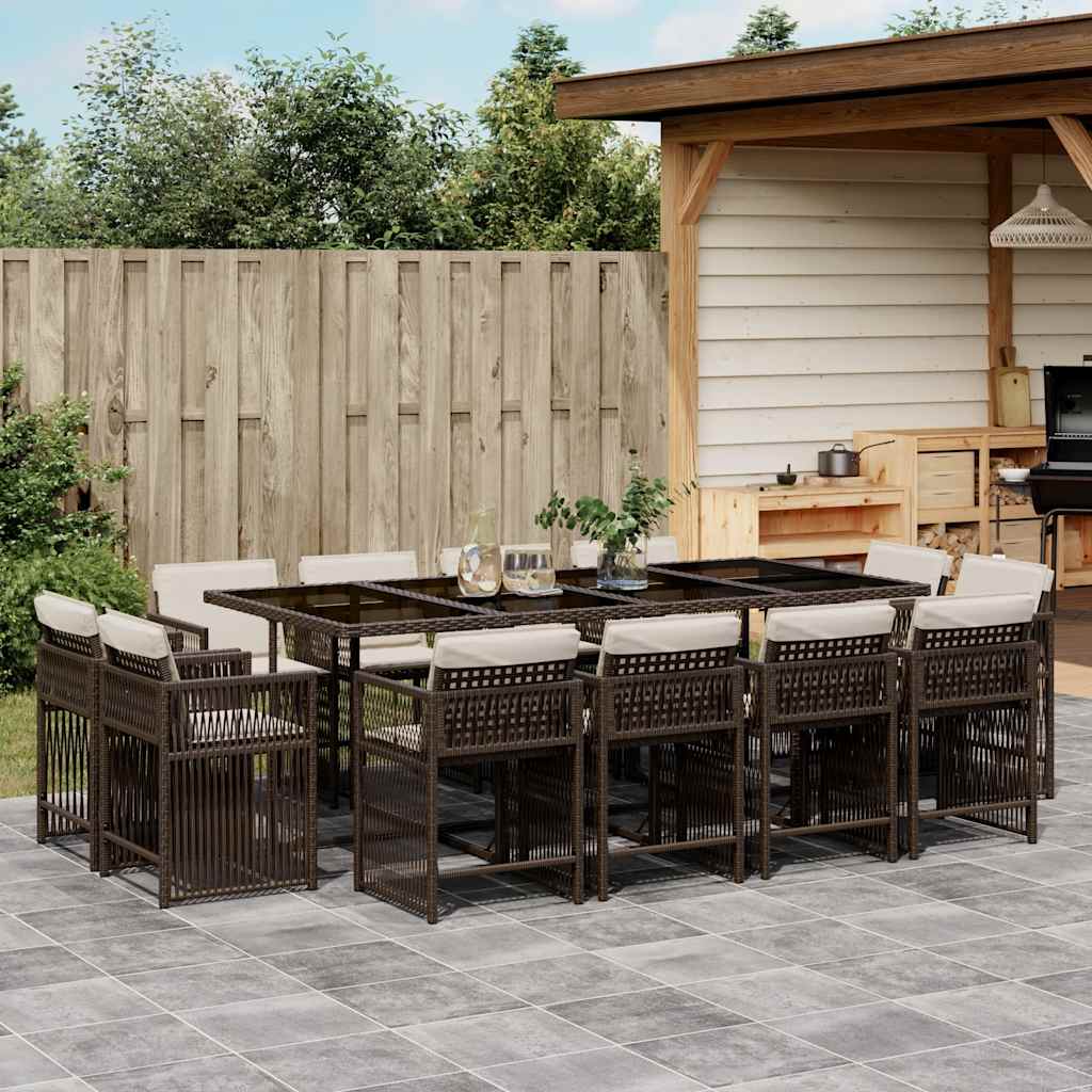 13-delige Tuinset met kussens poly rattan bruin is nu te koop bij PeponiXL, paradijselijk wonen!
