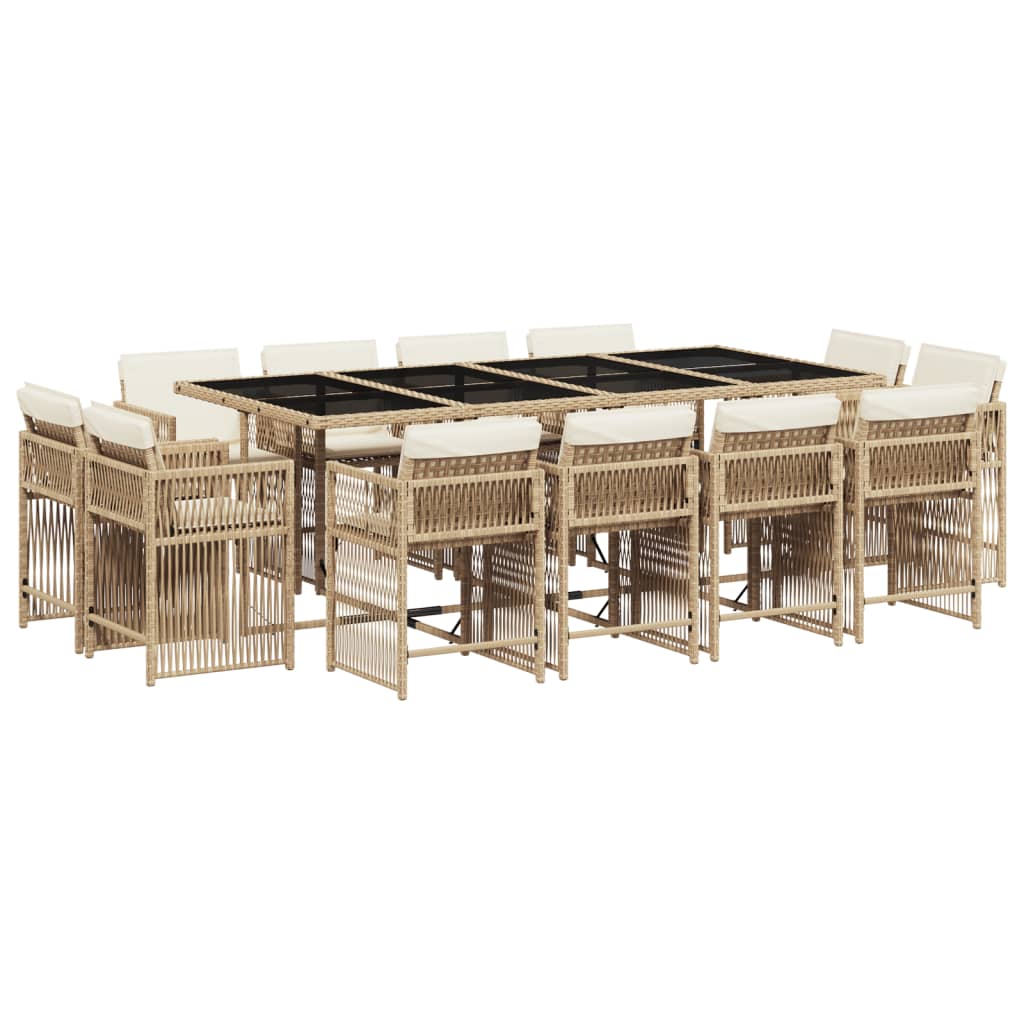 13-delige Tuinset met kussens poly rattan beige is nu te koop bij PeponiXL, paradijselijk wonen!