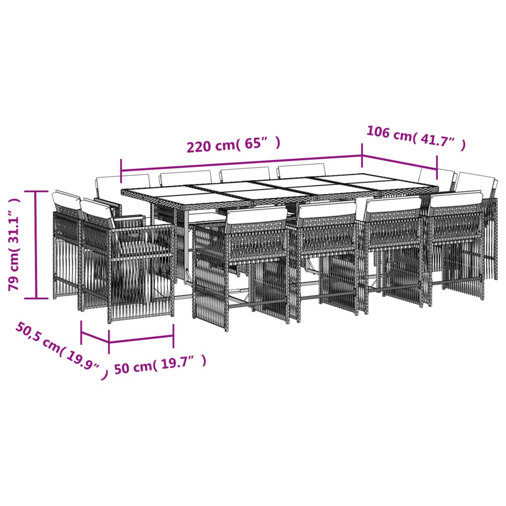 13-delige Tuinset met kussens poly rattan beige is nu te koop bij PeponiXL, paradijselijk wonen!
