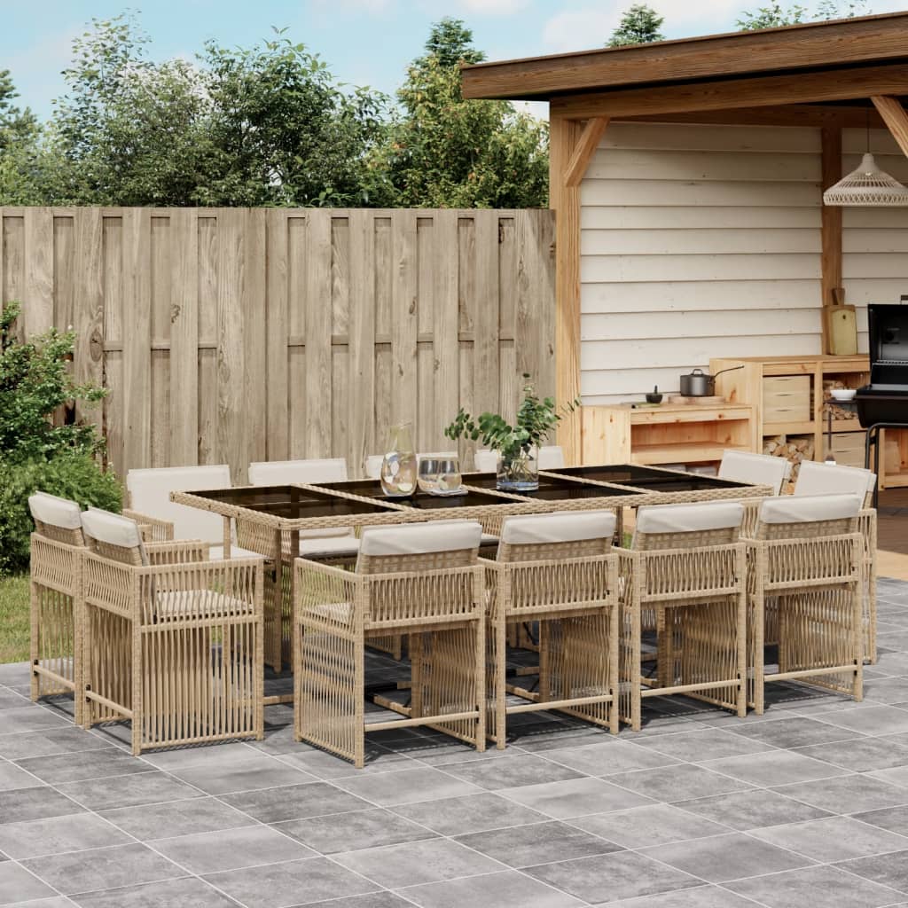 13-delige Tuinset met kussens poly rattan beige is nu te koop bij PeponiXL, paradijselijk wonen!