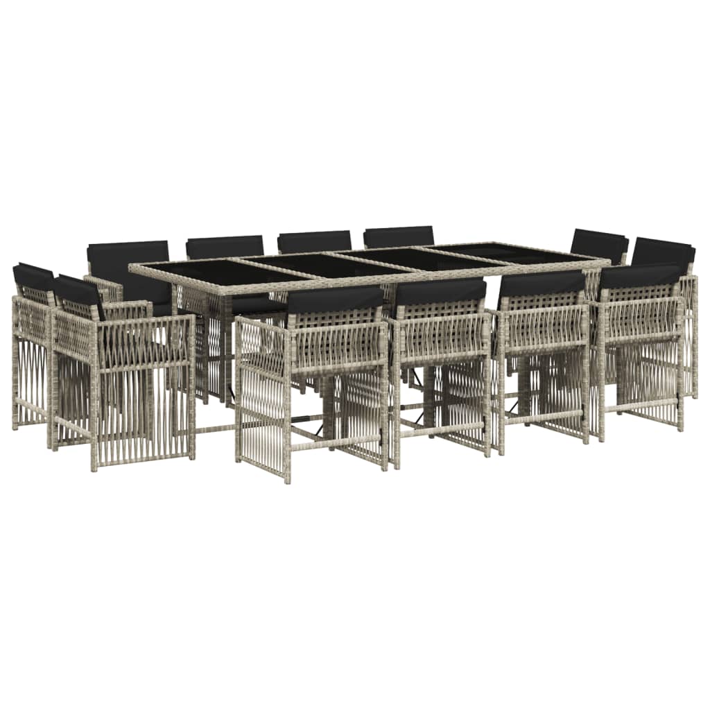 13-delige Tuinset met kussens poly rattan lichtgrijs is nu te koop bij PeponiXL, paradijselijk wonen!