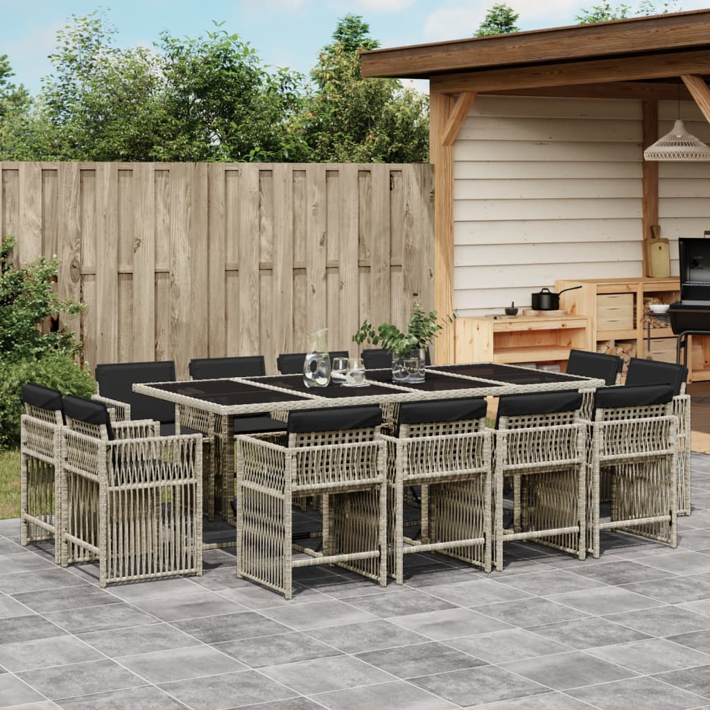 13-delige Tuinset met kussens poly rattan lichtgrijs is nu te koop bij PeponiXL, paradijselijk wonen!