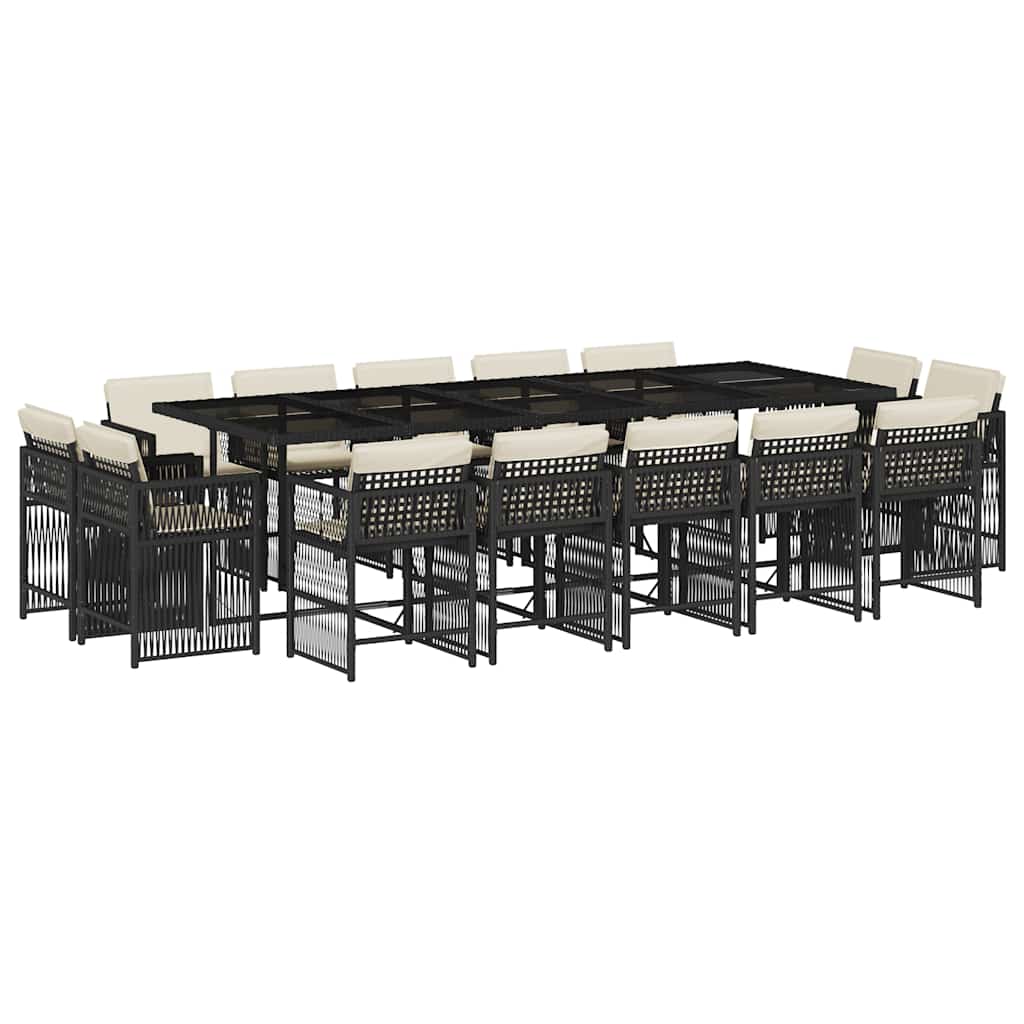 15-delige Tuinset met kussens poly rattan zwart is nu te koop bij PeponiXL, paradijselijk wonen!