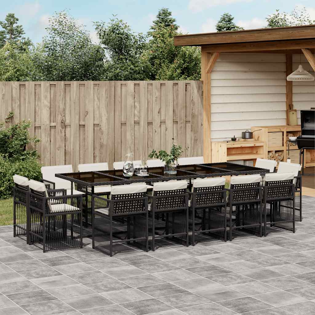 15-delige Tuinset met kussens poly rattan zwart is nu te koop bij PeponiXL, paradijselijk wonen!