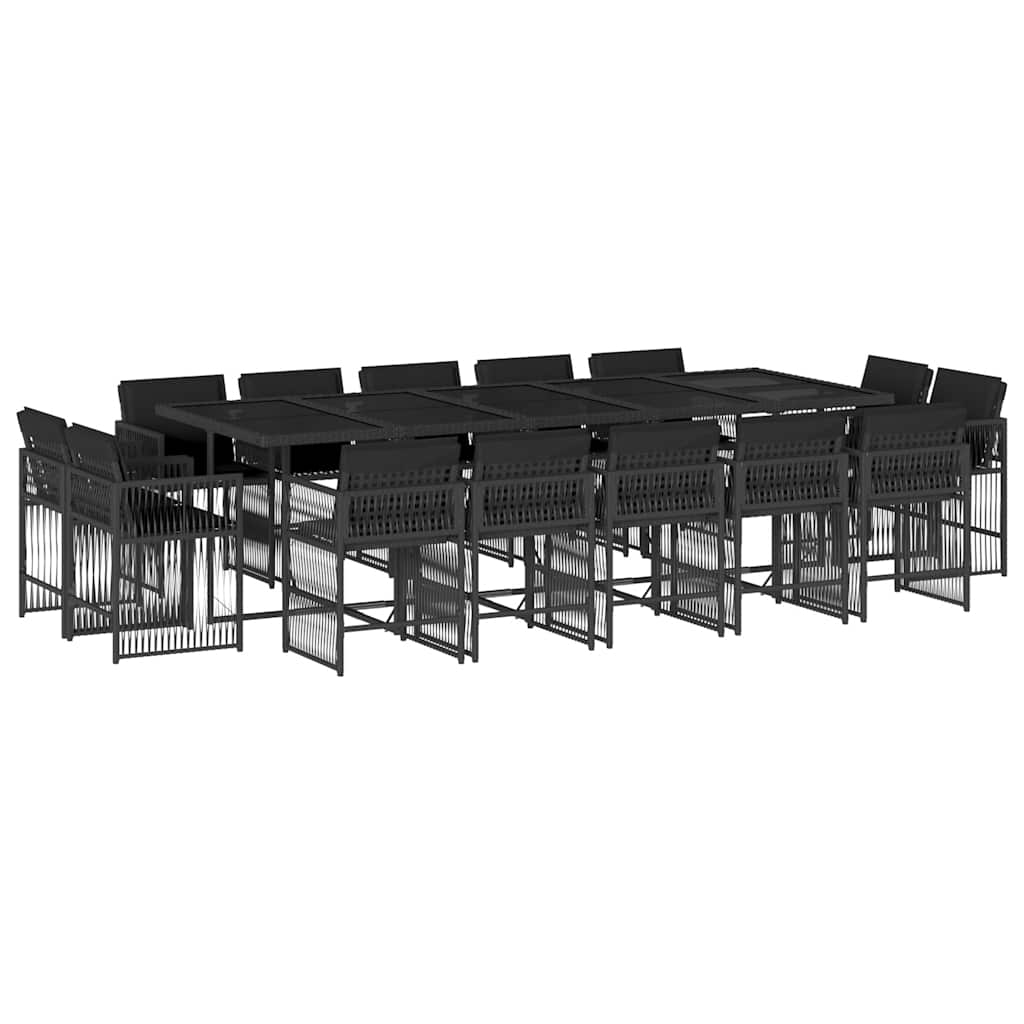 15-delige Tuinset met kussens poly rattan zwart is nu te koop bij PeponiXL, paradijselijk wonen!