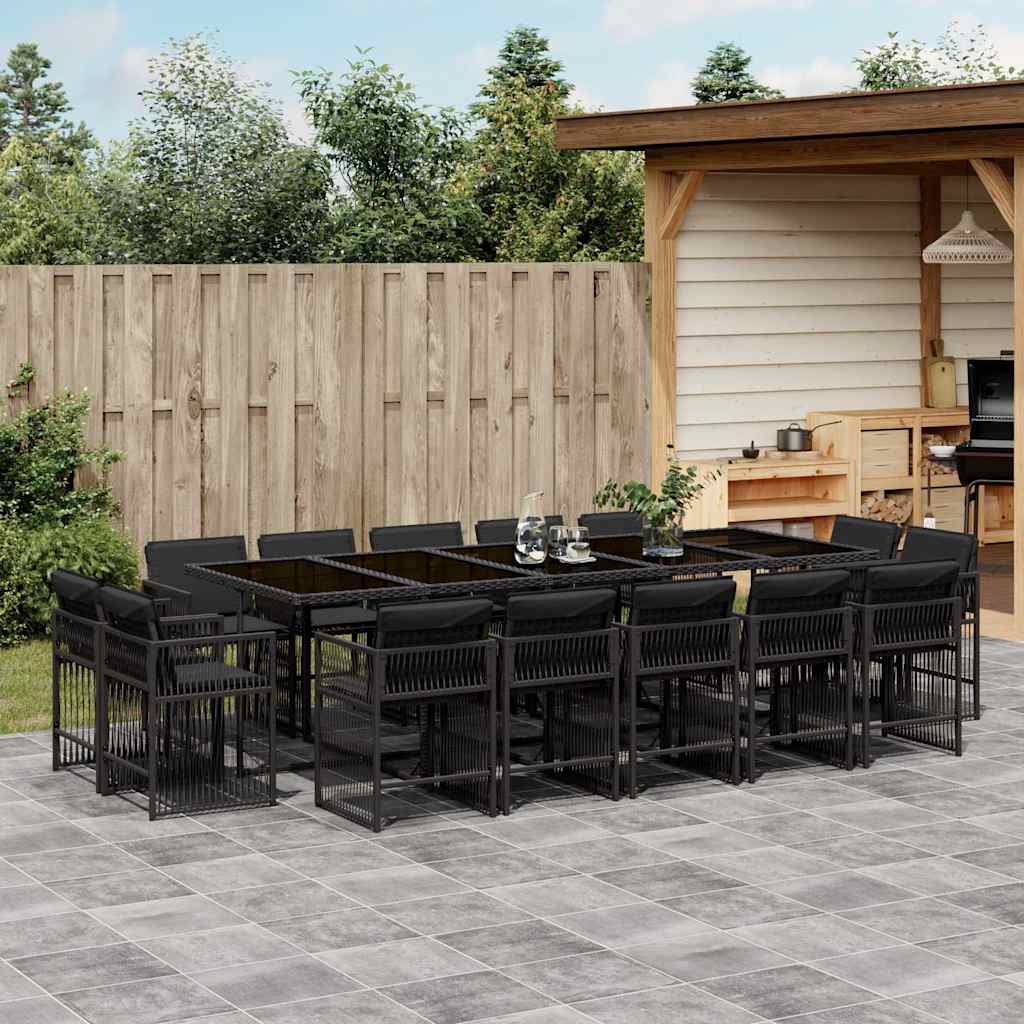 15-delige Tuinset met kussens poly rattan zwart is nu te koop bij PeponiXL, paradijselijk wonen!