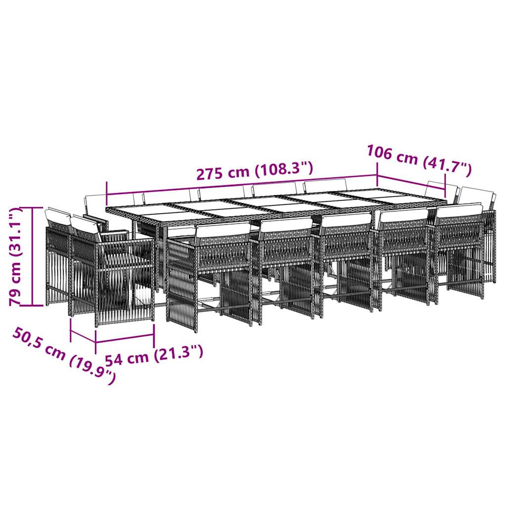 15-delige Tuinset met kussens poly rattan grijs is nu te koop bij PeponiXL, paradijselijk wonen!