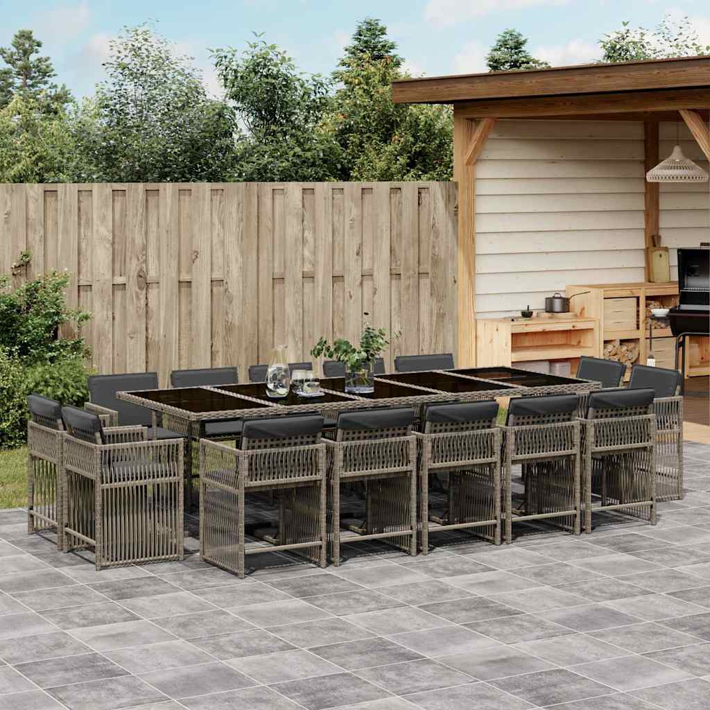 15-delige Tuinset met kussens poly rattan grijs is nu te koop bij PeponiXL, paradijselijk wonen!