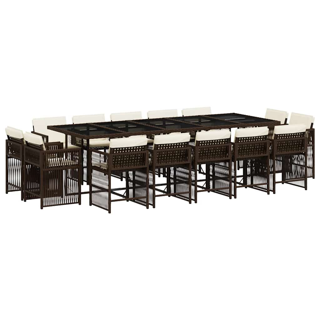 15-delige Tuinset met kussens poly rattan bruin is nu te koop bij PeponiXL, paradijselijk wonen!