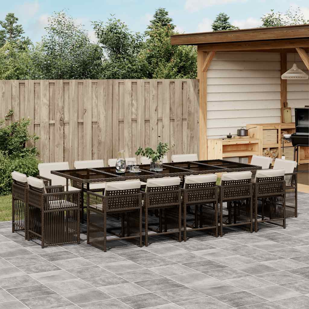 15-delige Tuinset met kussens poly rattan bruin is nu te koop bij PeponiXL, paradijselijk wonen!