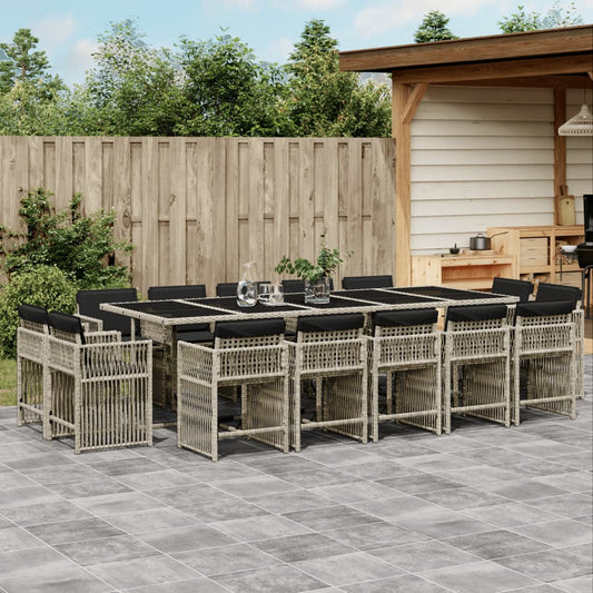 15-delige Tuinset met kussens poly rattan lichtgrijs is nu te koop bij PeponiXL, paradijselijk wonen!