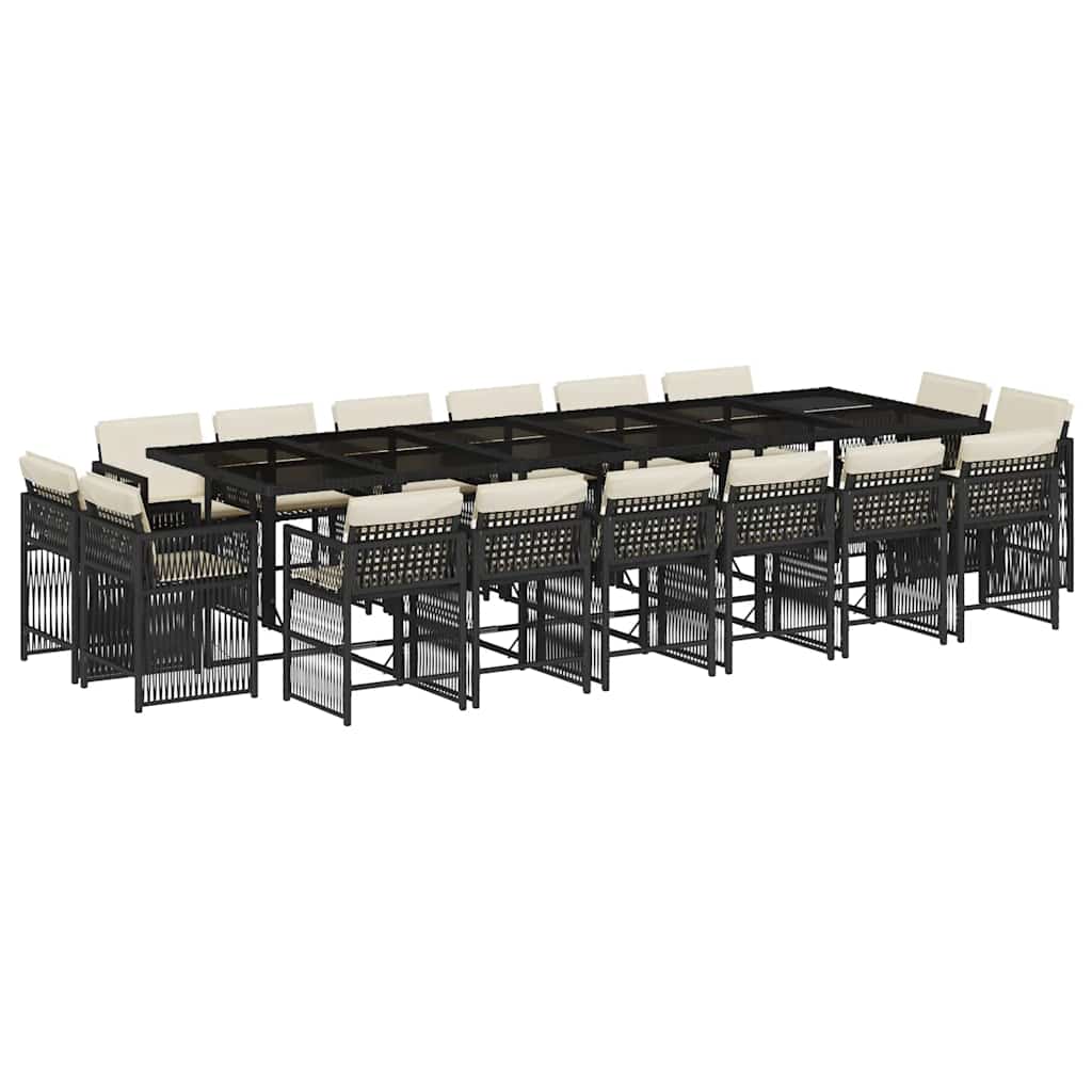 17-delige Tuinset met kussens poly rattan zwart is nu te koop bij PeponiXL, paradijselijk wonen!