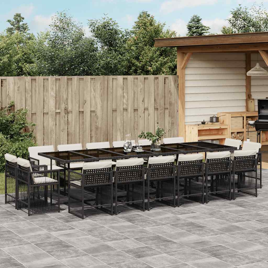 17-delige Tuinset met kussens poly rattan zwart is nu te koop bij PeponiXL, paradijselijk wonen!