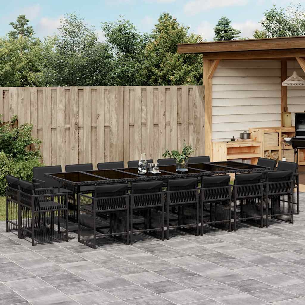 17-delige Tuinset met kussens poly rattan zwart is nu te koop bij PeponiXL, paradijselijk wonen!
