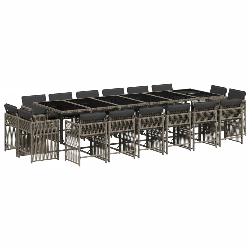 17-delige Tuinset met kussens poly rattan grijs is nu te koop bij PeponiXL, paradijselijk wonen!