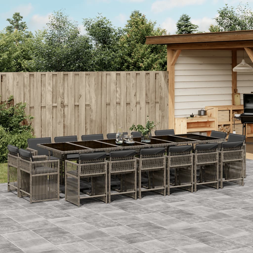 17-delige Tuinset met kussens poly rattan grijs is nu te koop bij PeponiXL, paradijselijk wonen!