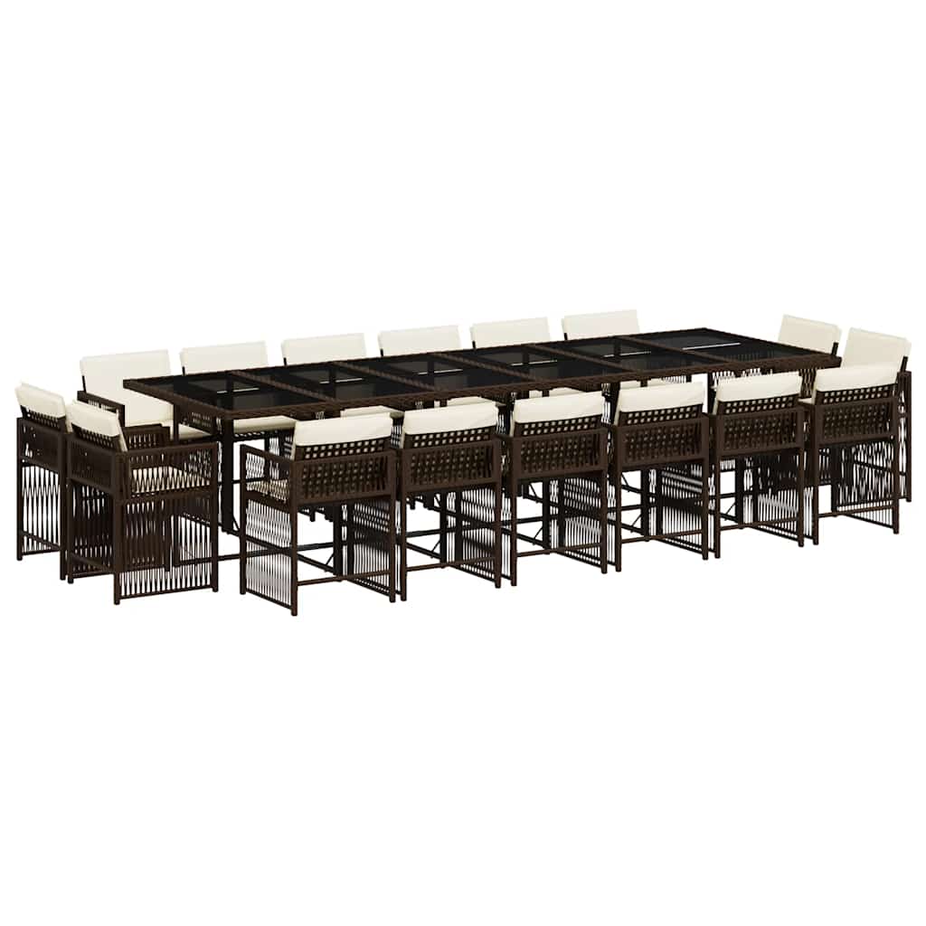 17-delige Tuinset met kussens poly rattan bruin is nu te koop bij PeponiXL, paradijselijk wonen!