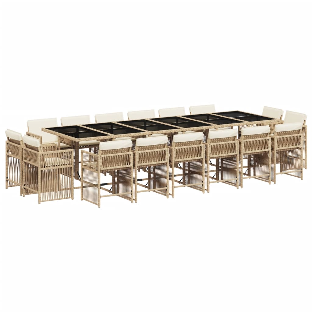 17-delige Tuinset met kussens poly rattan beige is nu te koop bij PeponiXL, paradijselijk wonen!
