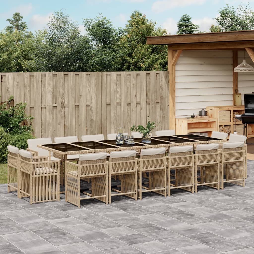 17-delige Tuinset met kussens poly rattan beige is nu te koop bij PeponiXL, paradijselijk wonen!
