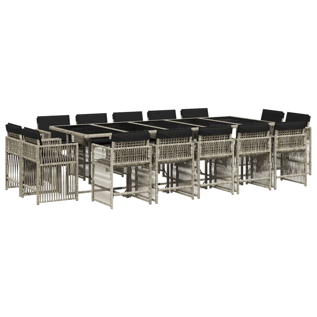 17-delige Tuinset met kussens poly rattan lichtgrijs is nu te koop bij PeponiXL, paradijselijk wonen!