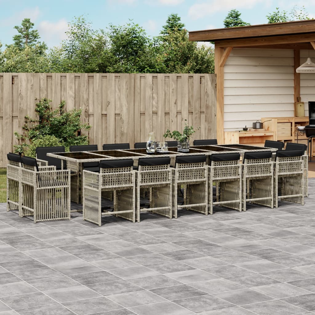 17-delige Tuinset met kussens poly rattan lichtgrijs is nu te koop bij PeponiXL, paradijselijk wonen!