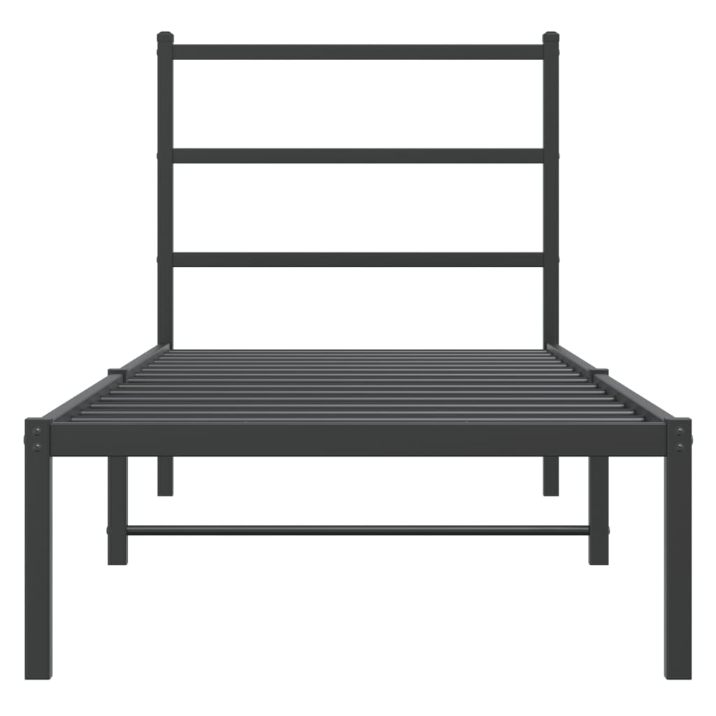 Bedframe met hoofdbord metaal zwart 75x190 cm is nu te koop bij PeponiXL, paradijselijk wonen!