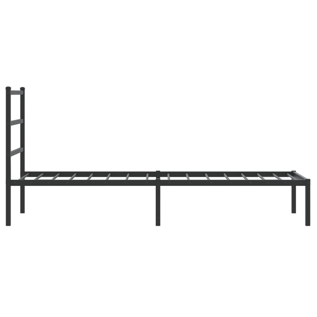 Bedframe met hoofdbord metaal zwart 75x190 cm is nu te koop bij PeponiXL, paradijselijk wonen!