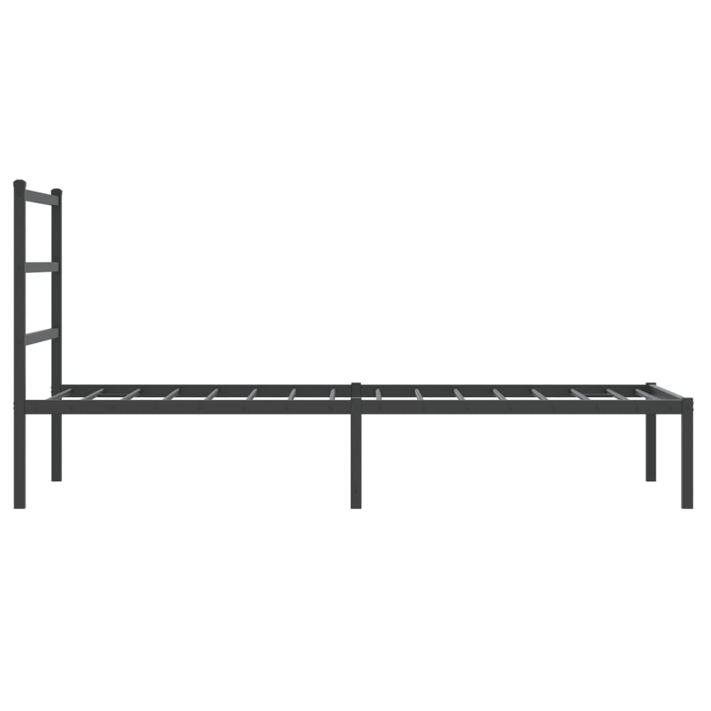 Bedframe met hoofdbord metaal zwart 90x190 cm is nu te koop bij PeponiXL, paradijselijk wonen!