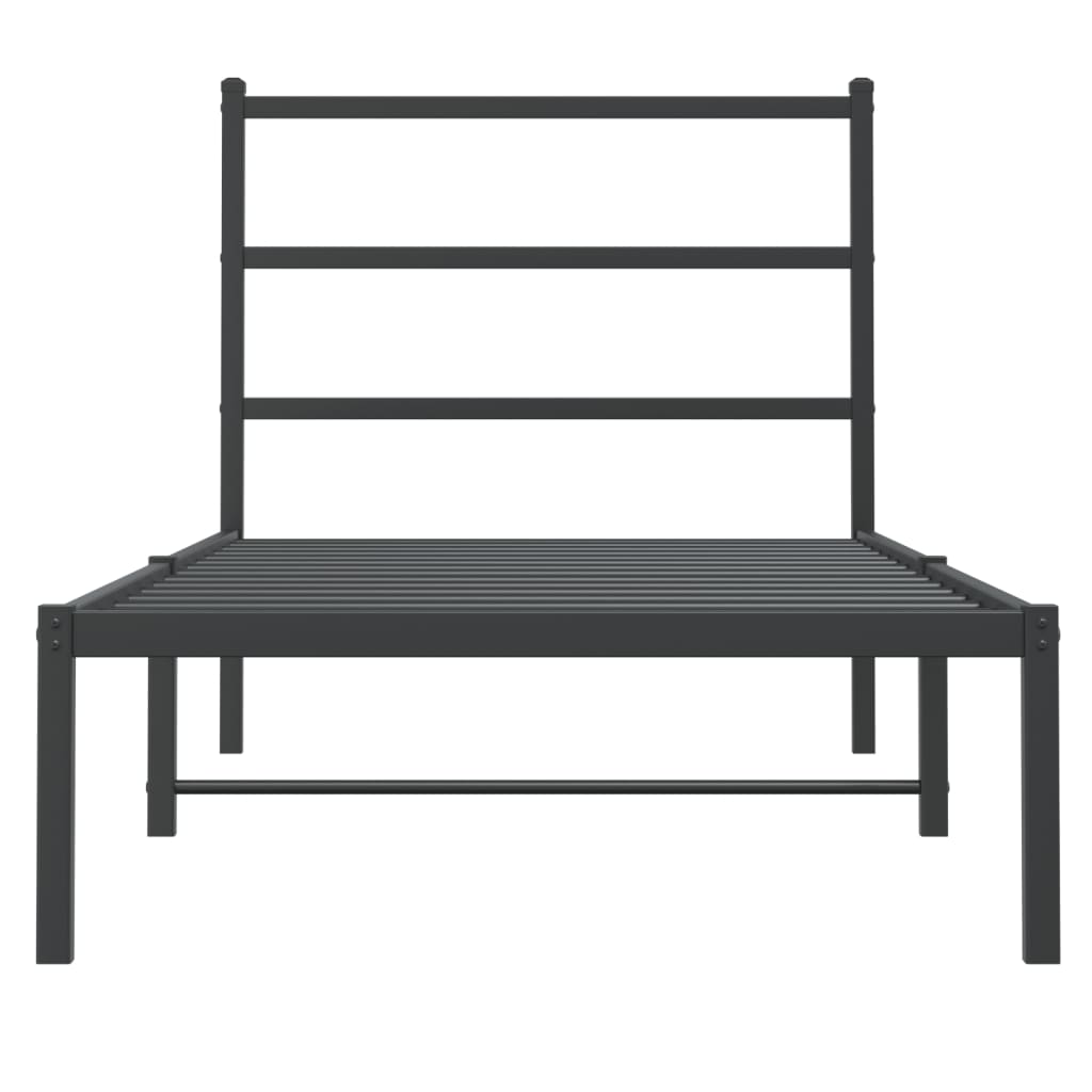 Bedframe met hoofdbord metaal zwart 90x200 cm is nu te koop bij PeponiXL, paradijselijk wonen!
