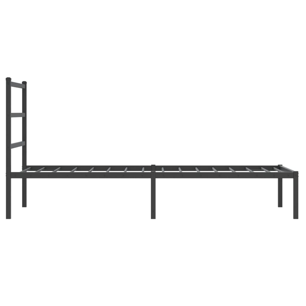 Bedframe met hoofdbord metaal zwart 90x200 cm is nu te koop bij PeponiXL, paradijselijk wonen!