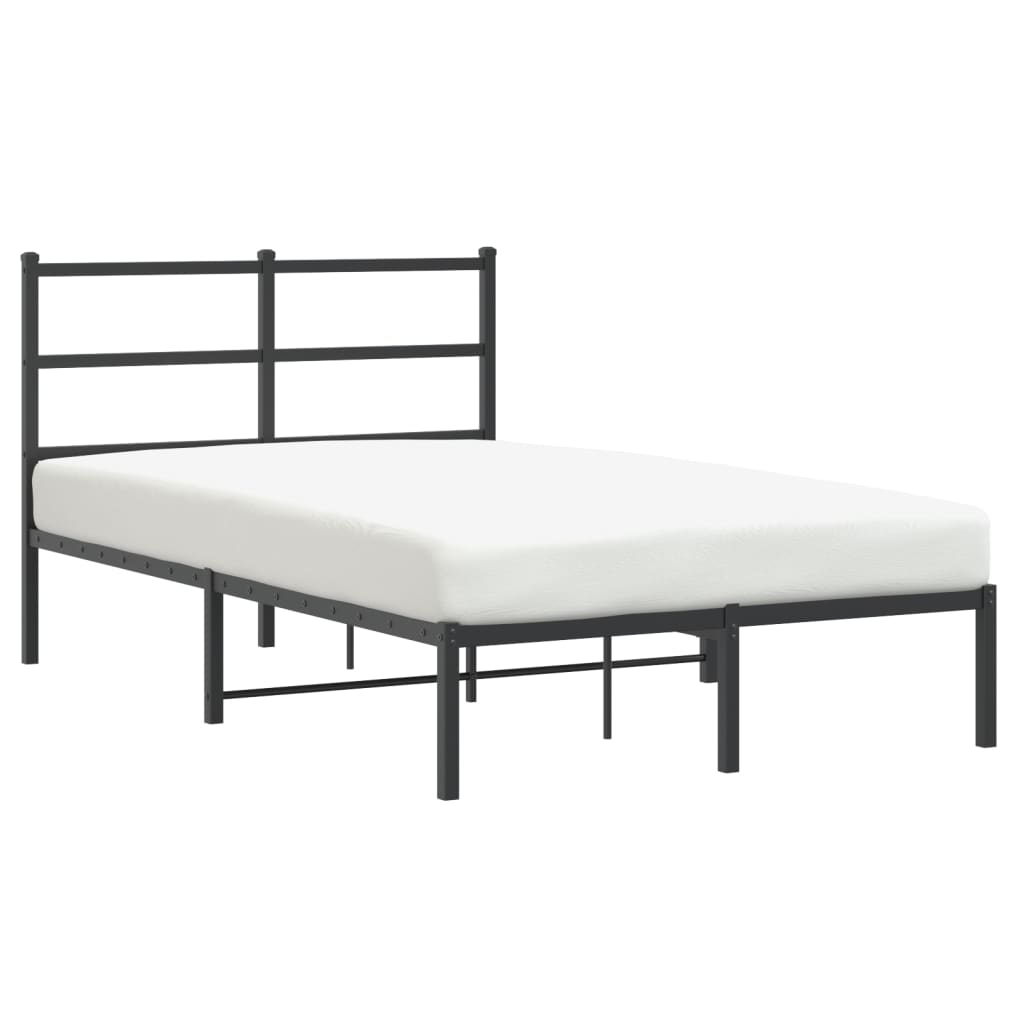 Bedframe met hoofdbord metaal zwart 120x190 cm is nu te koop bij PeponiXL, paradijselijk wonen!