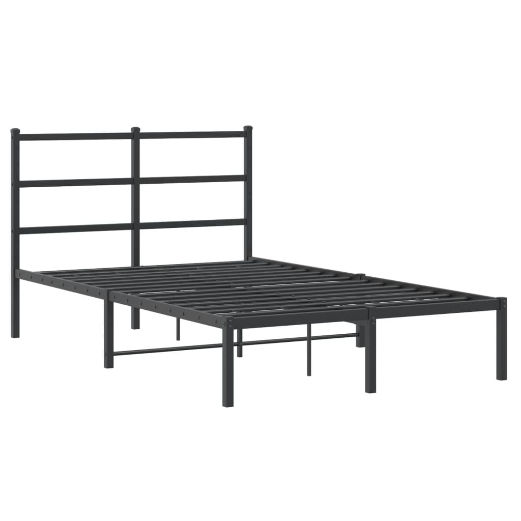 Bedframe met hoofdbord metaal zwart 120x190 cm is nu te koop bij PeponiXL, paradijselijk wonen!