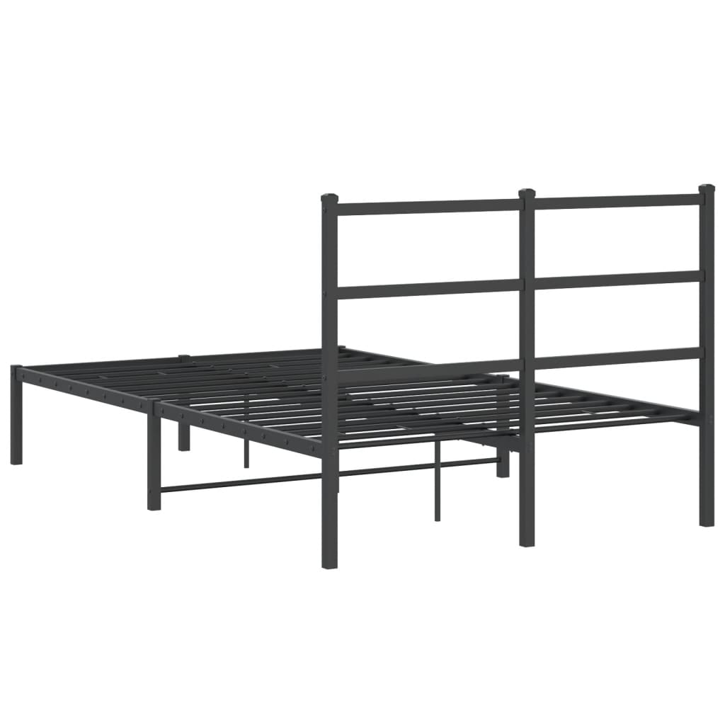 Bedframe met hoofdbord metaal zwart 120x190 cm is nu te koop bij PeponiXL, paradijselijk wonen!