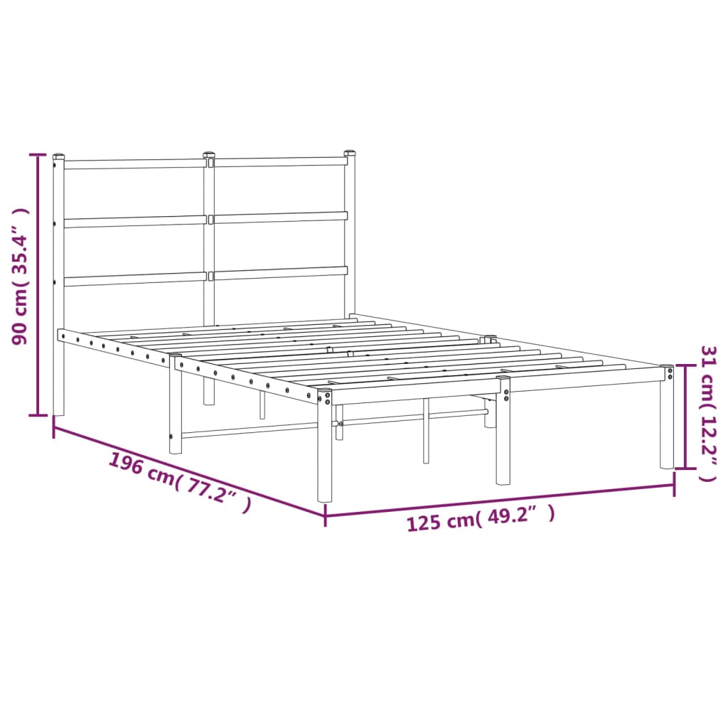 Bedframe met hoofdbord metaal zwart 120x190 cm is nu te koop bij PeponiXL, paradijselijk wonen!