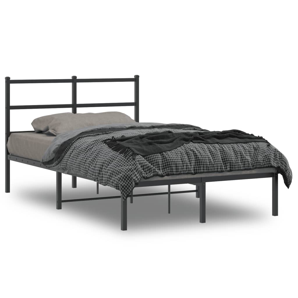 Bedframe met hoofdbord metaal zwart 120x190 cm is nu te koop bij PeponiXL, paradijselijk wonen!