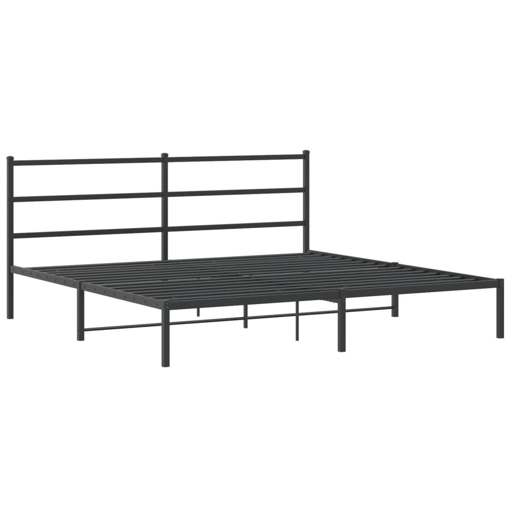 Bedframe met hoofdbord metaal zwart 180x200 cm is nu te koop bij PeponiXL, paradijselijk wonen!