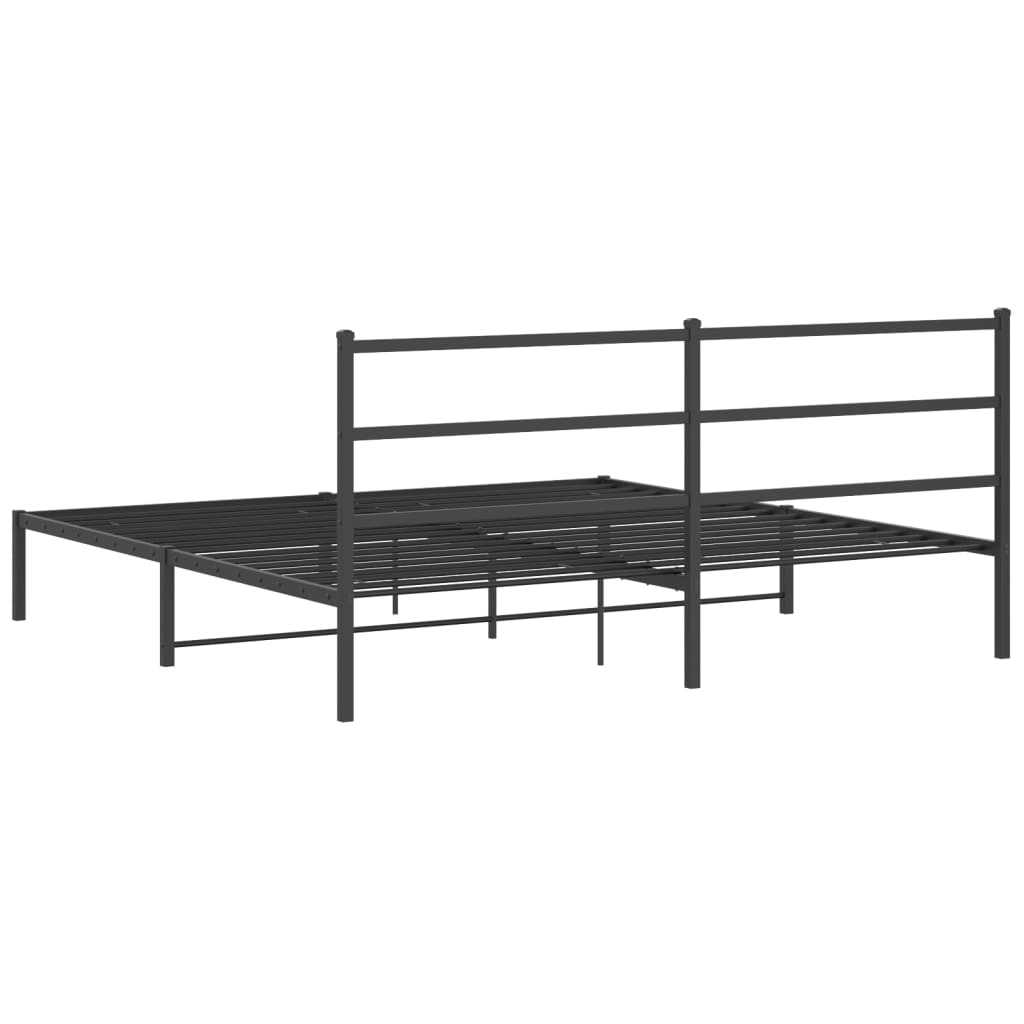 Bedframe met hoofdbord metaal zwart 180x200 cm is nu te koop bij PeponiXL, paradijselijk wonen!
