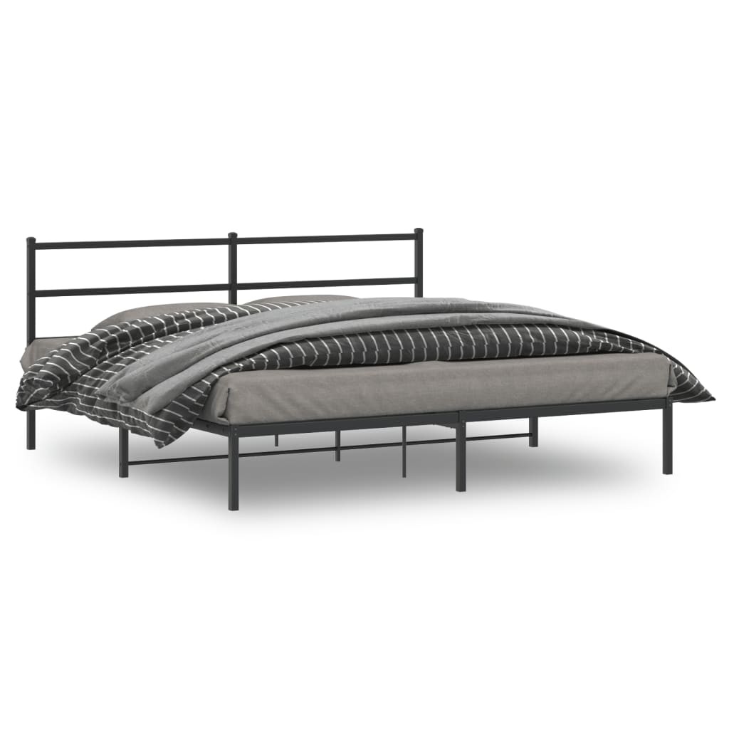 Bedframe met hoofdbord metaal zwart 180x200 cm is nu te koop bij PeponiXL, paradijselijk wonen!