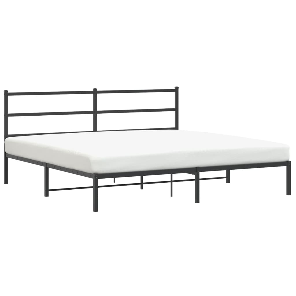 Bedframe met hoofdbord metaal zwart 200x200 cm is nu te koop bij PeponiXL, paradijselijk wonen!