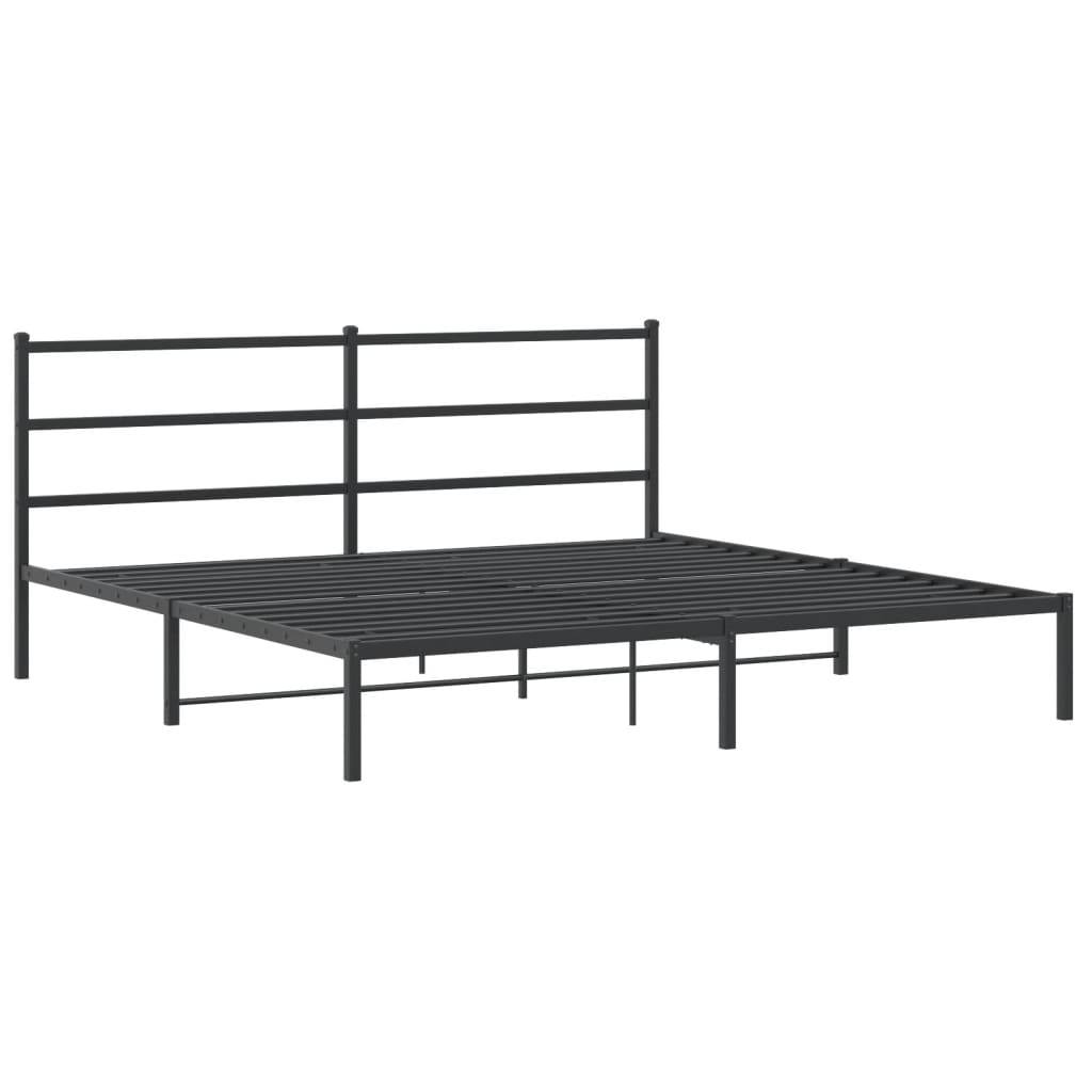 Bedframe met hoofdbord metaal zwart 200x200 cm is nu te koop bij PeponiXL, paradijselijk wonen!