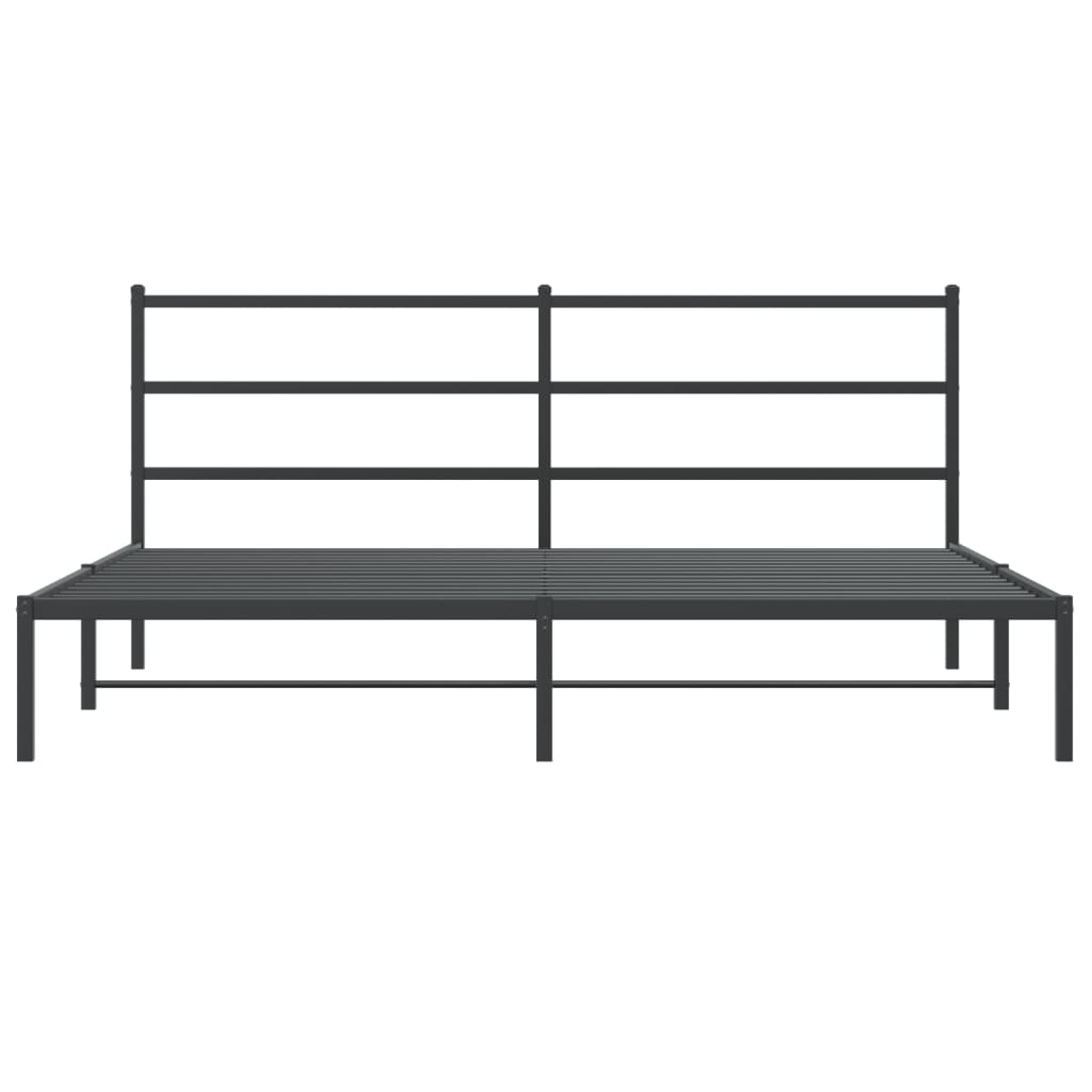 Bedframe met hoofdbord metaal zwart 200x200 cm is nu te koop bij PeponiXL, paradijselijk wonen!