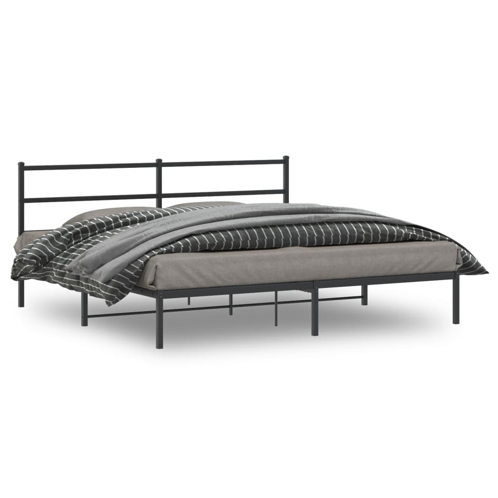 Bedframe met hoofdbord metaal zwart 200x200 cm is nu te koop bij PeponiXL, paradijselijk wonen!