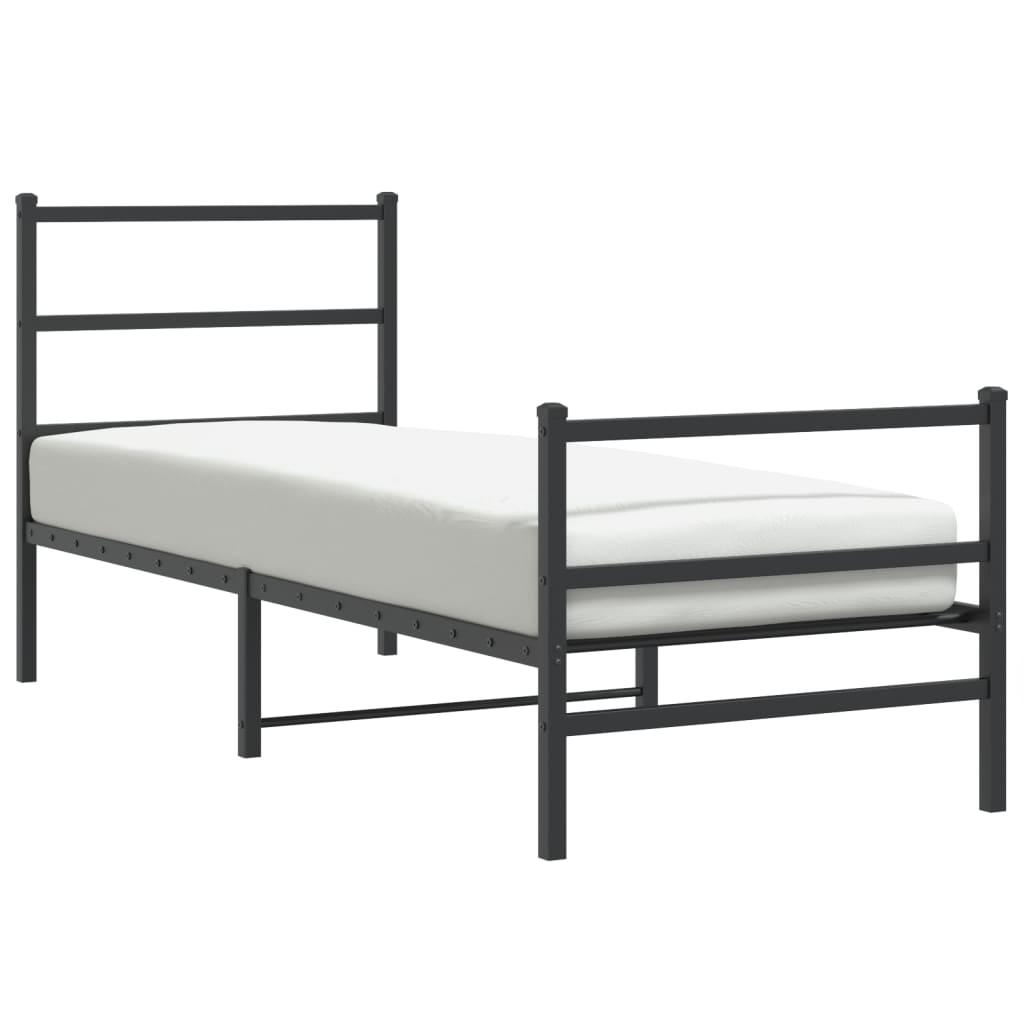 Bedframe met hoofd- en voeteneinde metaal zwart 75x190 cm is nu te koop bij PeponiXL, paradijselijk wonen!