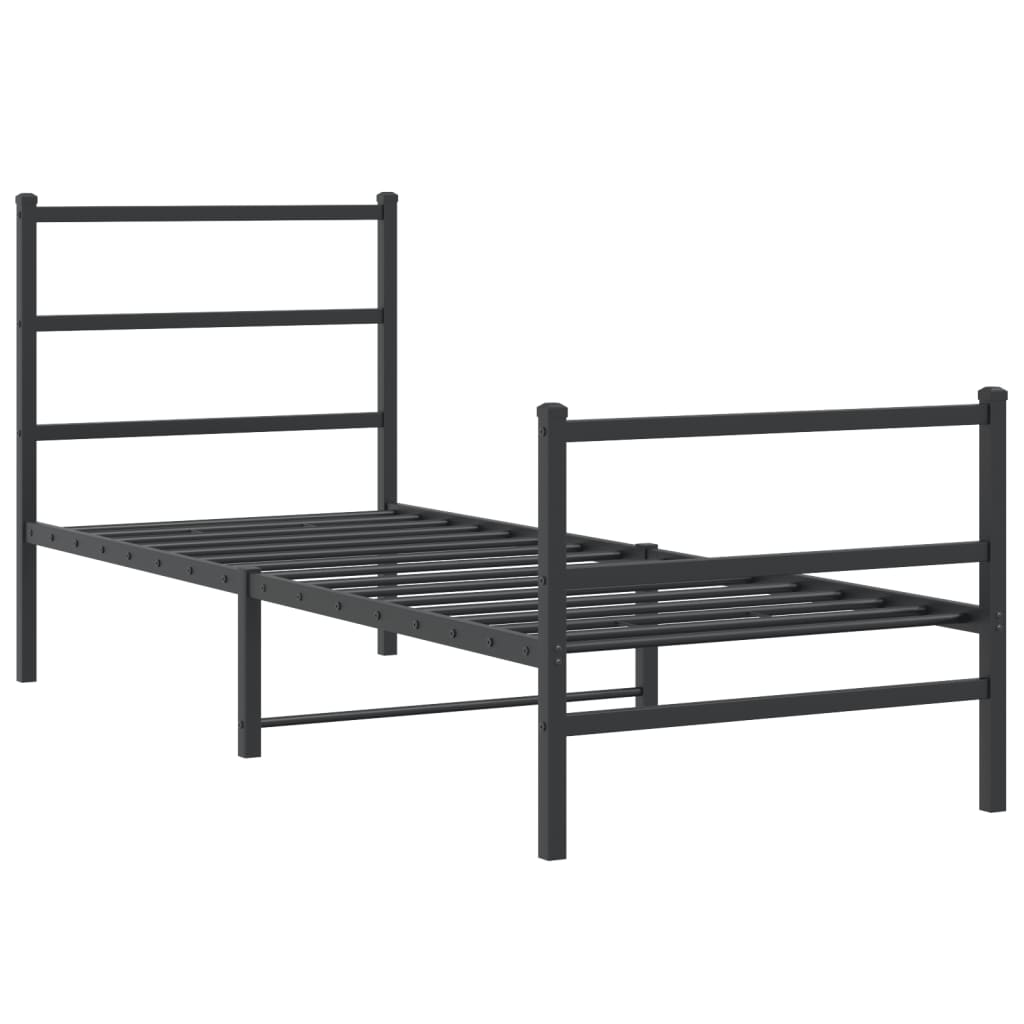 Bedframe met hoofd- en voeteneinde metaal zwart 75x190 cm is nu te koop bij PeponiXL, paradijselijk wonen!