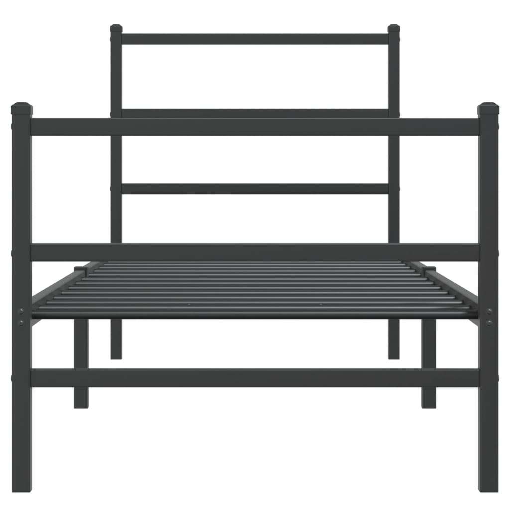 Bedframe met hoofd- en voeteneinde metaal zwart 75x190 cm is nu te koop bij PeponiXL, paradijselijk wonen!